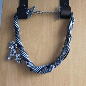 Ann Taylor Rhinestone and Ribbon Necklace